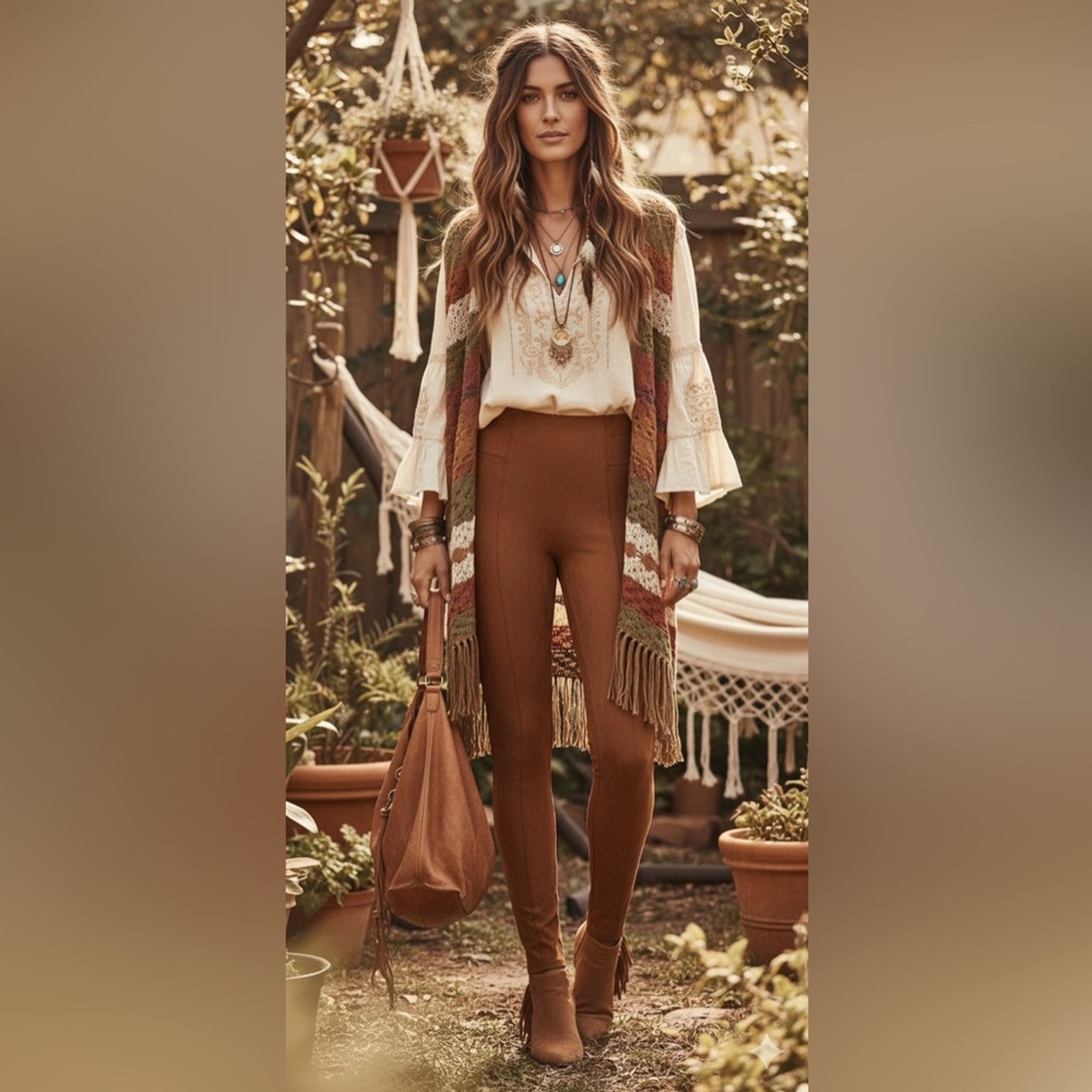 Spanx Faux Suede Legging Rich Caramel Tan Newslimming Control Xl Boho Chic